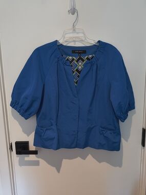 Nine West Cobalt Blue Cropped Short Sleeve Blazer